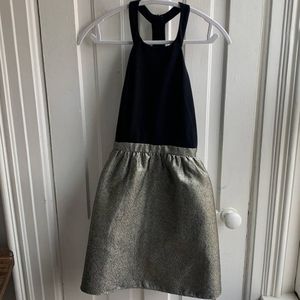 Aidan Mattox Metallic Silver Party Dress